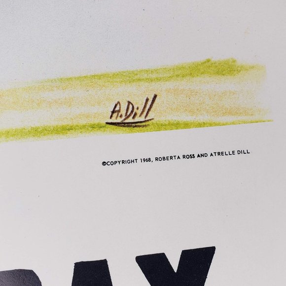 Vintage 1968 Classroom Poster Atrelle Dill Roberta Ross Labor Day - Picture 2 of 3